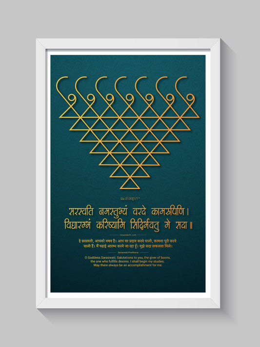 Saraswati Yantra (Saraswati Namastubhyam) Wall Photo Frame