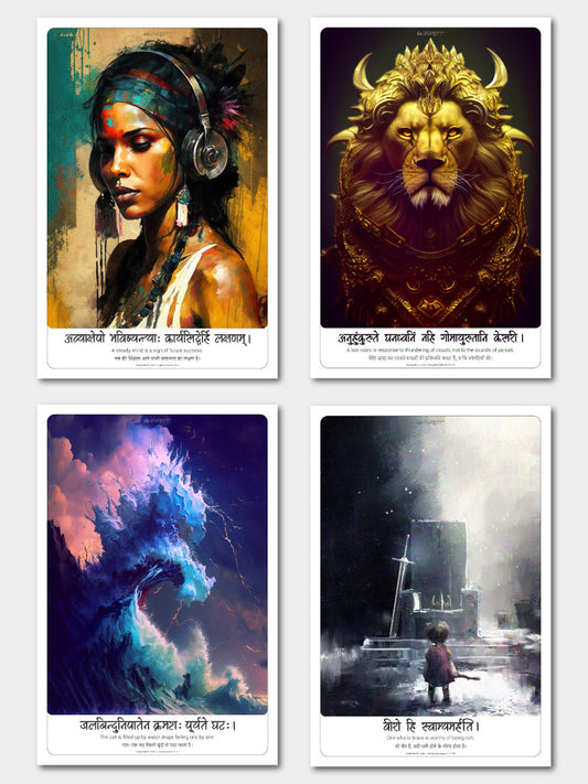 Office and School Motivational: 4 Posters Combo + FREE Wall Calendar